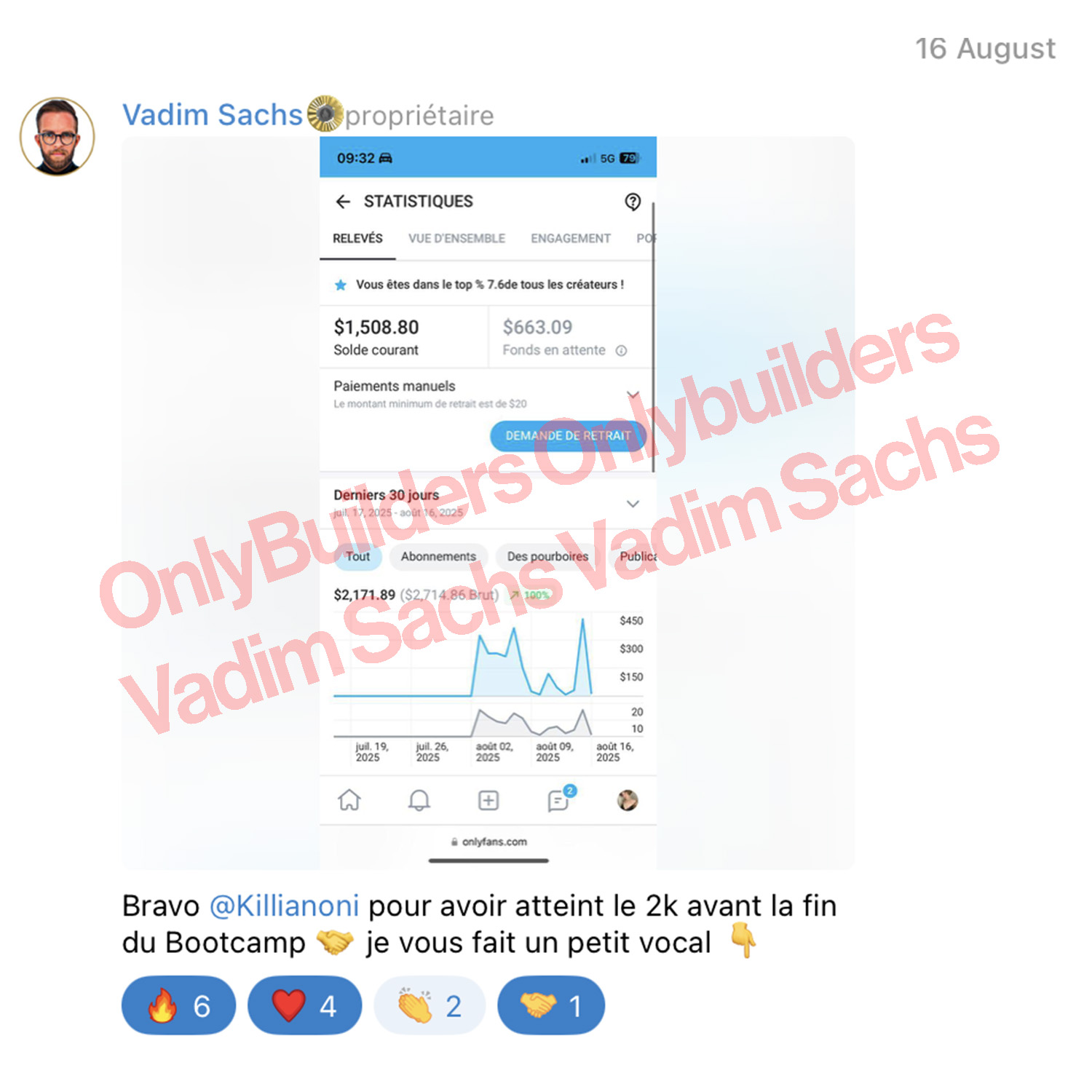 Résultat client Bootcamp OnlyBuilders